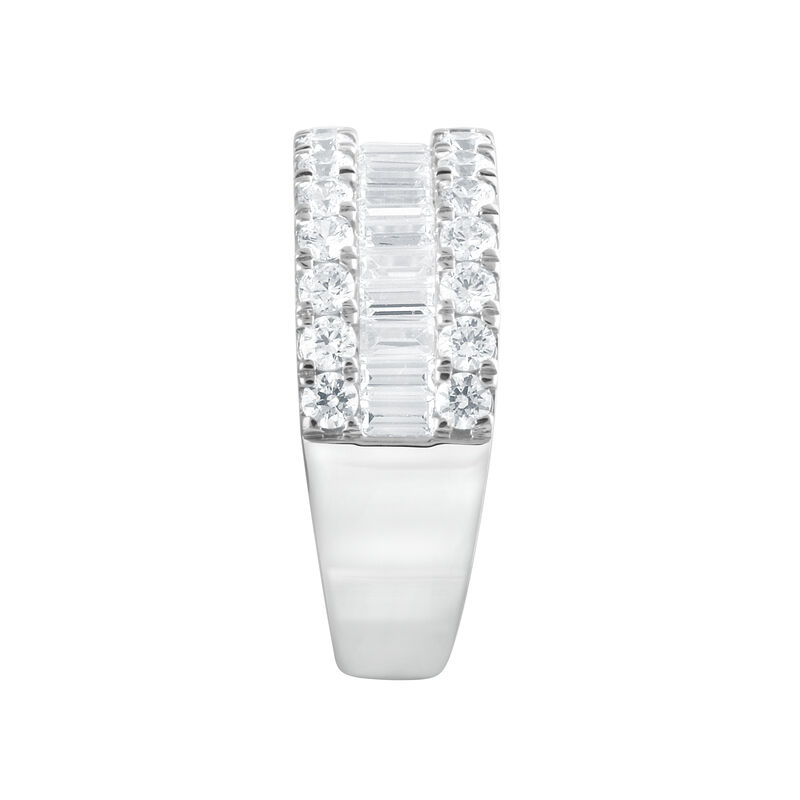 Round and Baguette Lab Grown Diamond 2ctw. Multi Row Wedding Ring in 14k White Gold image number null